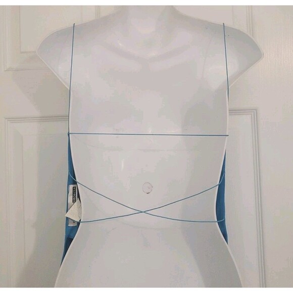 Vintage Y2K Necesarry Objects Open Criss Cross Back Straps Top Blue Sz Small - Picture 3 of 3